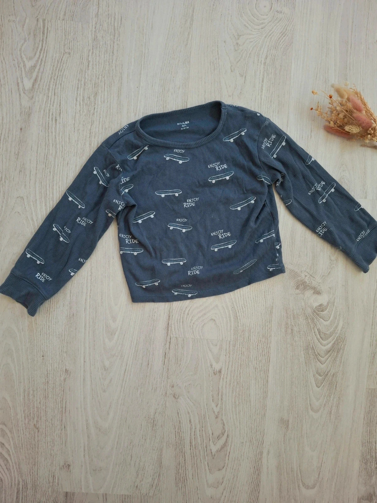 🌙 Lot/conjunto de pijama de 2 piezas para niño azul marino/verde agua acanalado Kiabi – Talla 4 años🌙 – photo 3